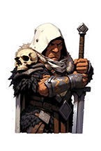 Sticker D&D Barbare Durgrim — l'épée crâne, illustration fantasy