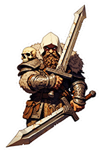 Sticker D&D Thrain le Nain Paladin — deux épées et cape blanche